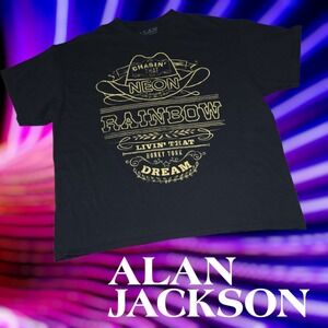 Alan Jackson T-Shirt Mens Chasin That Neon Rainbow Graphic Black XL
